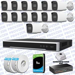Provzen Hikvision Hibrit IP ColorVu 13 Kameralı Güvenlik Kamerası