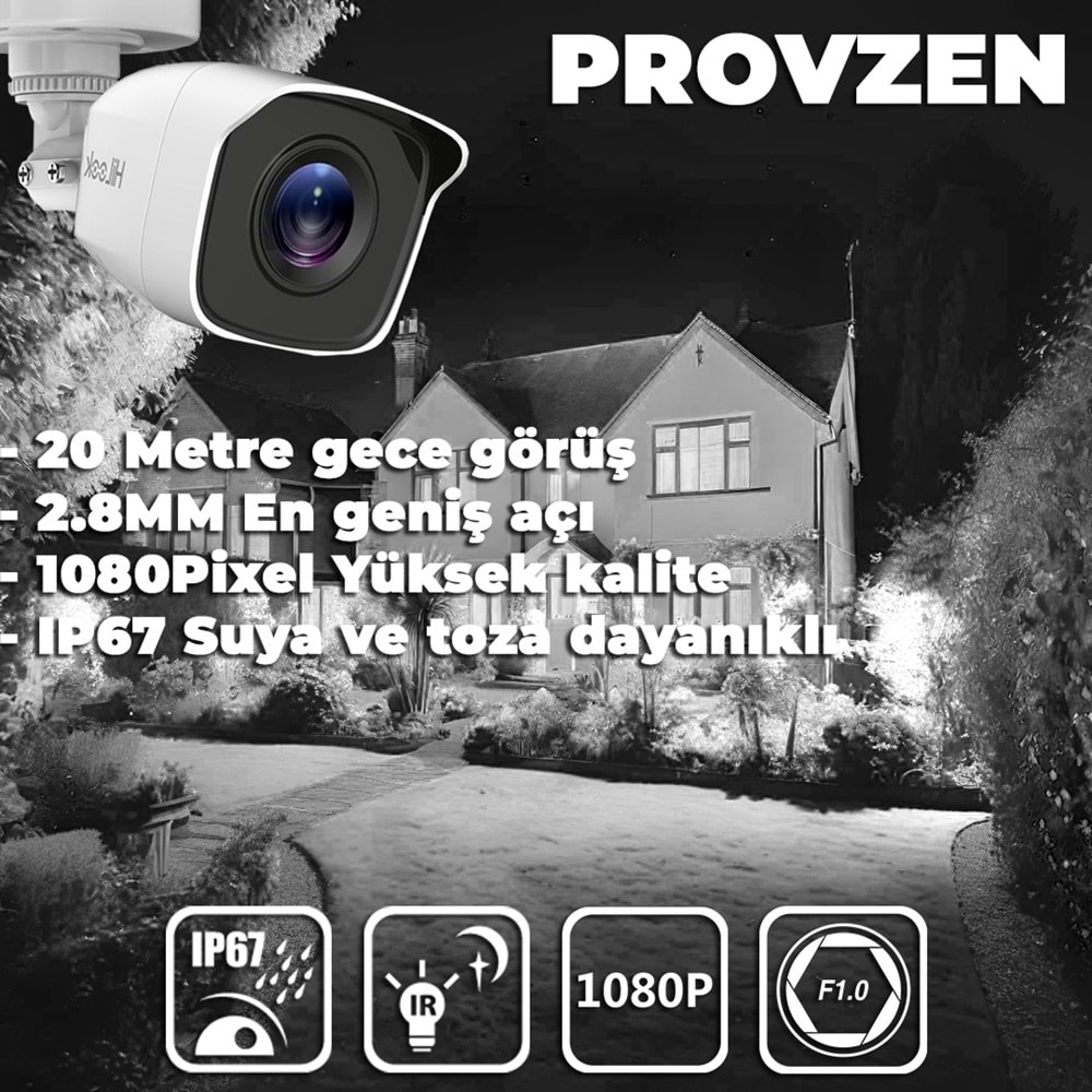 Provzen RV HiLook Güvenlik Kamerası Seti 7 Kamera Geniş Açı