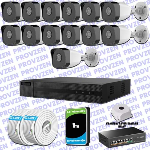Provzen Hilook İp Kamera Seti 1080p Fullhd 13 Güvenlik Kamerası