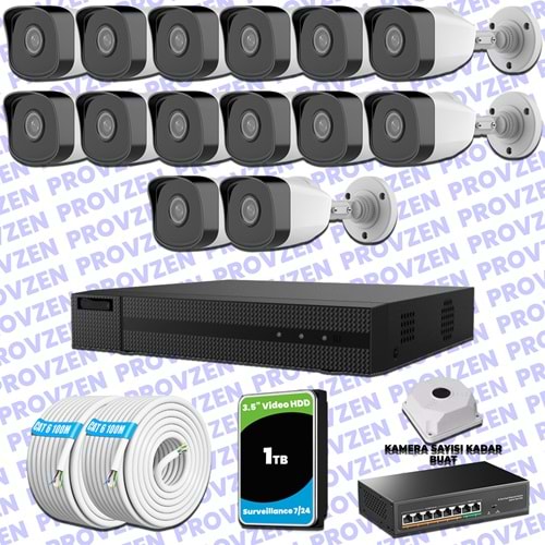 Provzen Hilook İp Kamera Seti 1080p Fullhd 14 Güvenlik Kamerası