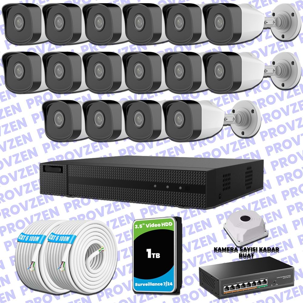Provzen Hilook İp Kamera Seti 1080p Fullhd 16 Güvenlik Kamerası