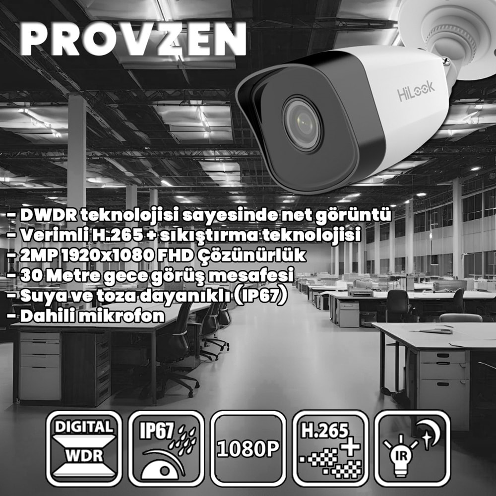 Provzen Hilook İp Kamera Seti 1080p Fullhd 16 Güvenlik Kamerası