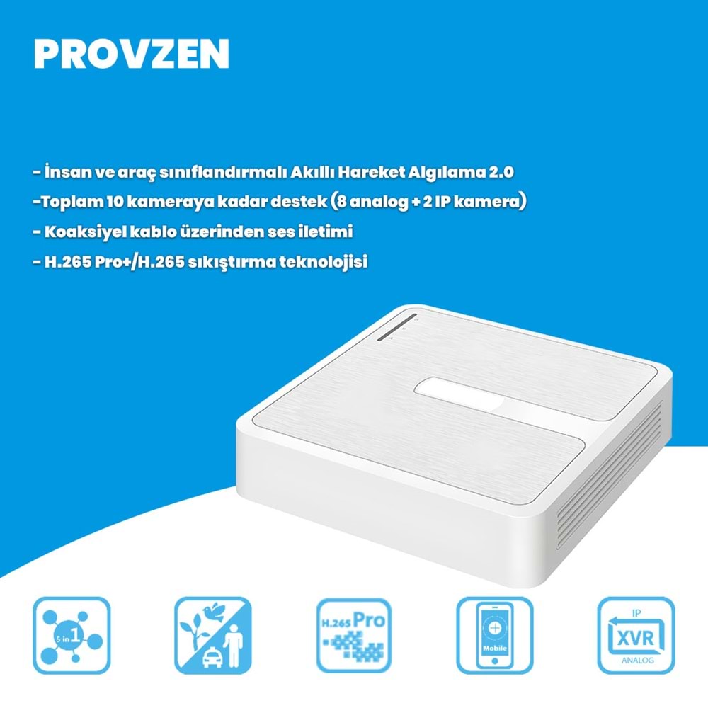 Provzen HiLook 6 Kameralı Full HD ColorVu Mikrofonlu Güvenlik Kamerası