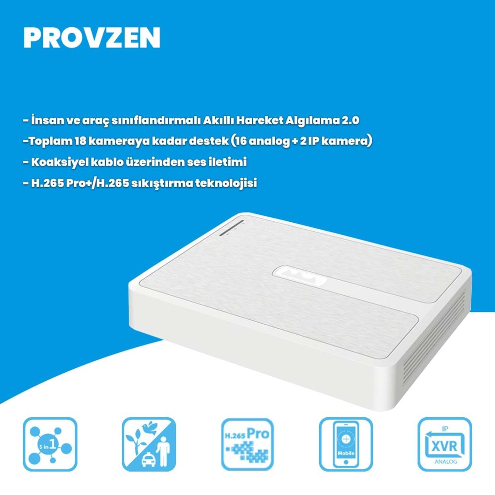 Provzen HiLook 15 Kameralı Full HD ColorVu Mikrofonlu Güvenlik Kamerası