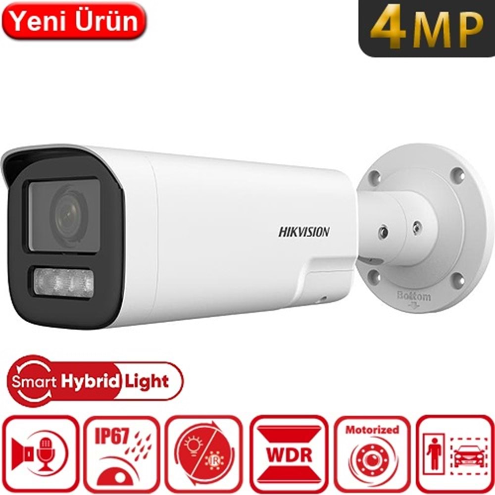 Hikvision DS-2CD1643G2-LIZSU/SL 4MP 2.7-13.5mm Motorlu Lensli, Çift Işık Teknolojili IP66 IK10 512GB SD Kart Desteği Sunan Bullet Kamera