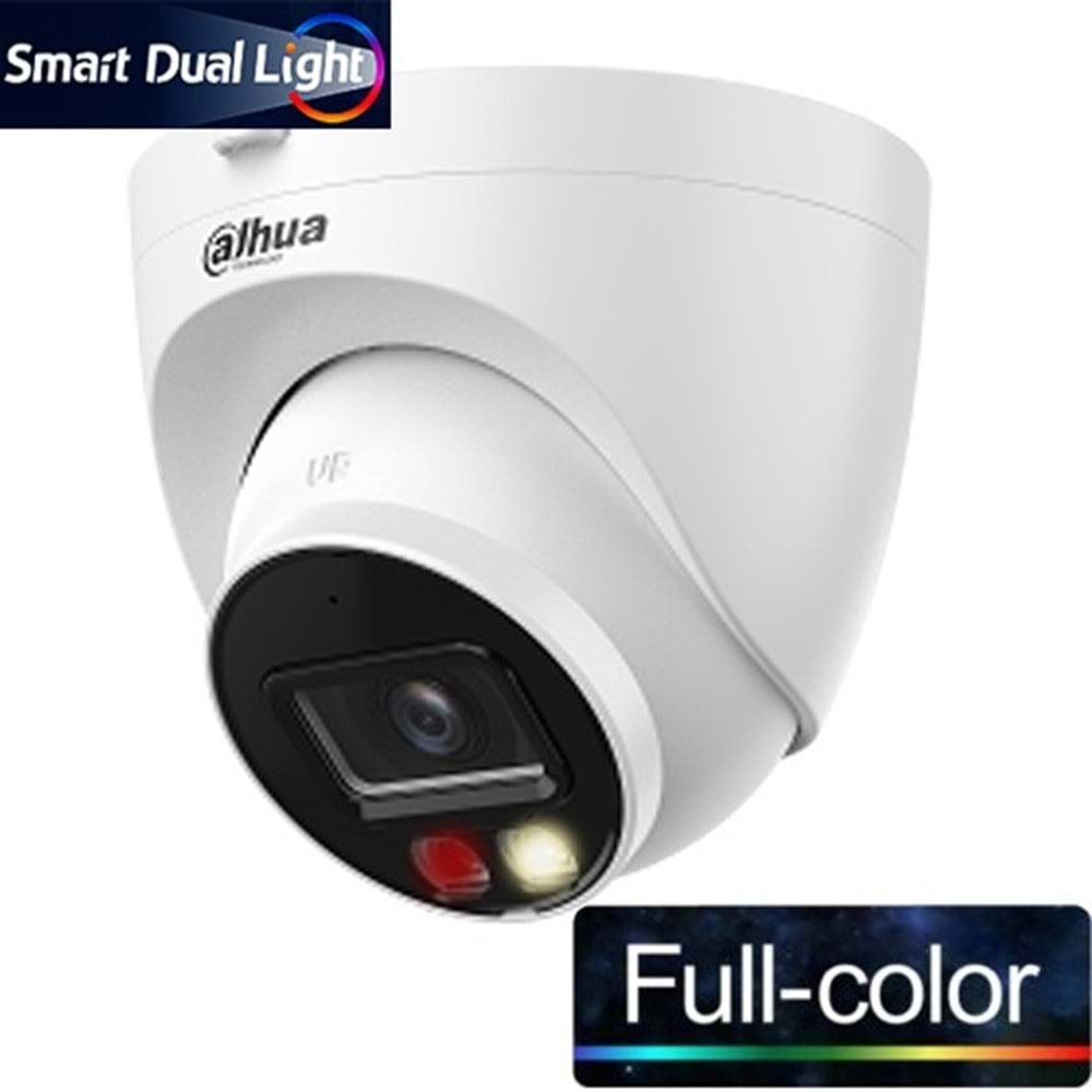 DAHUA IPC-HDW1249T-S-IL 2MP 2.8MM Dome IP Kamera - Full Color Smart Dual Light, Dahili Mikrofon, Yüksek Çözünürlük, Akıllı Görüntüleme Teknolojisi