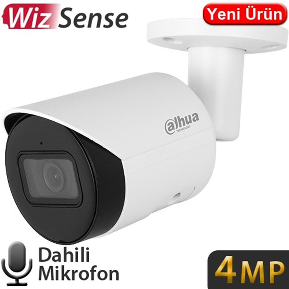 DAHUA IPC-HFW2441S-S 4MP 3.6mm Starlight WizSense IP67 IK10 Metal Bullet Kamera, 30m IR, SD Kart Desteği, Sesli Güvenlik Kamerası