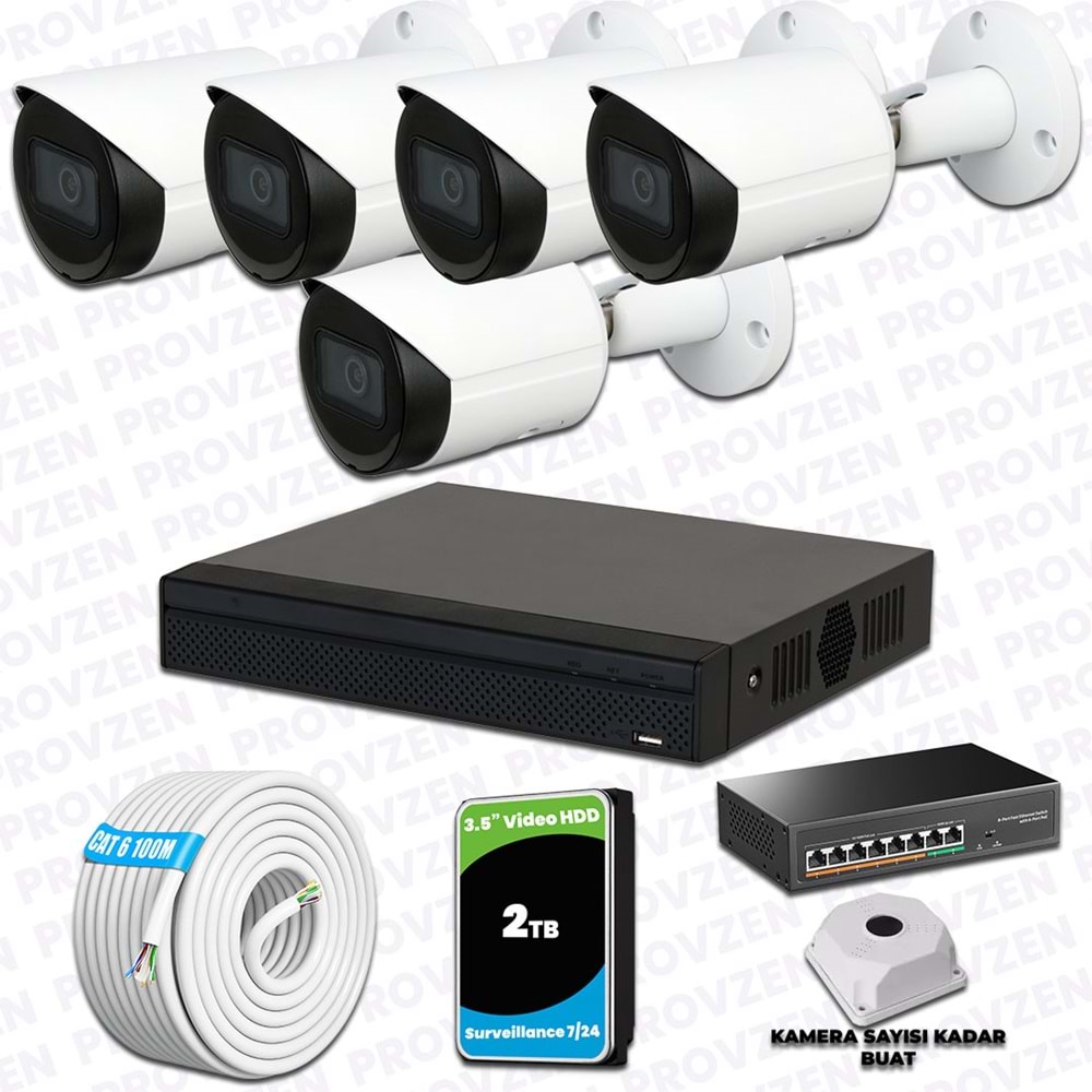 PROVZEN DAHUA 5 KAMERALI İP KAMERA SETİ 1440P GECE GÖRÜŞLÜ