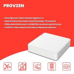 Provzen UNV Full HD 16 Kamera Renkli Gece Görüş Mikrofonlu