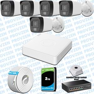 Provzen Hikvision 5’li İP 4MP Güvenlik Kamerası Seti Colorvu Mikrofonlu Olay Anında Bildirim