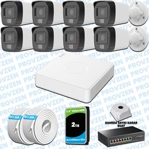 Provzen Hikvision 8’li İP 4MP Güvenlik Kamerası Seti Colorvu Mikrofonlu Olay Anında Bildirim