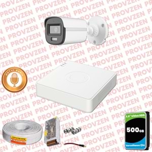 Provzen Hikvision 1'li Full HD Güvenlik Kamerası Set 7/24 Renkli, Mikrofonlu, Olay Anında Bildirim